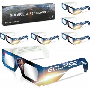 Solar Eclipse Glasses 6 Pack Solar Eclipse Glasses for Direct Sun Viewing